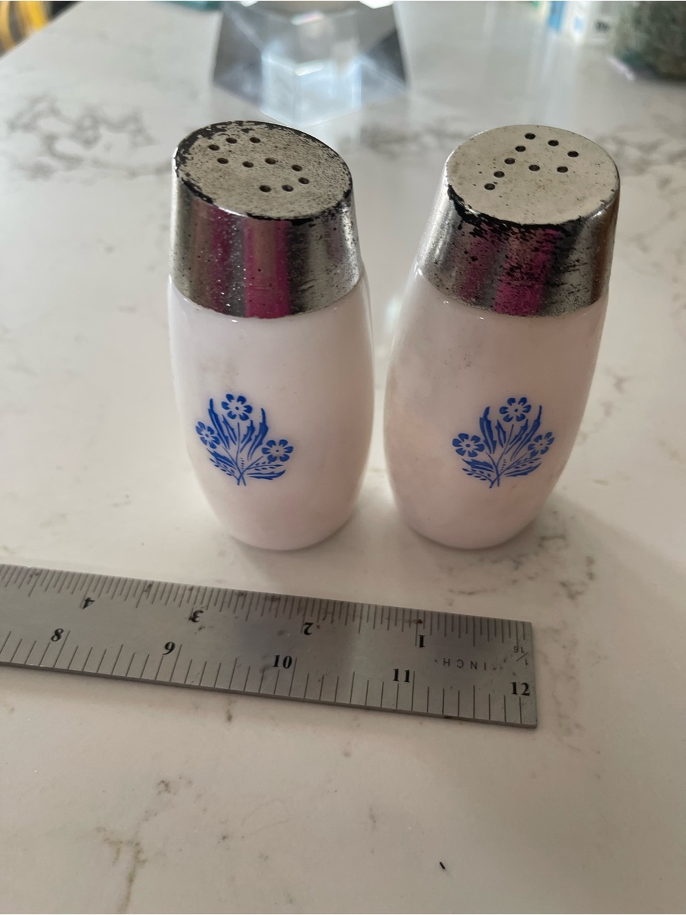Blue Floral Ceramic Salt and Pepper Shakers - Vintage Style